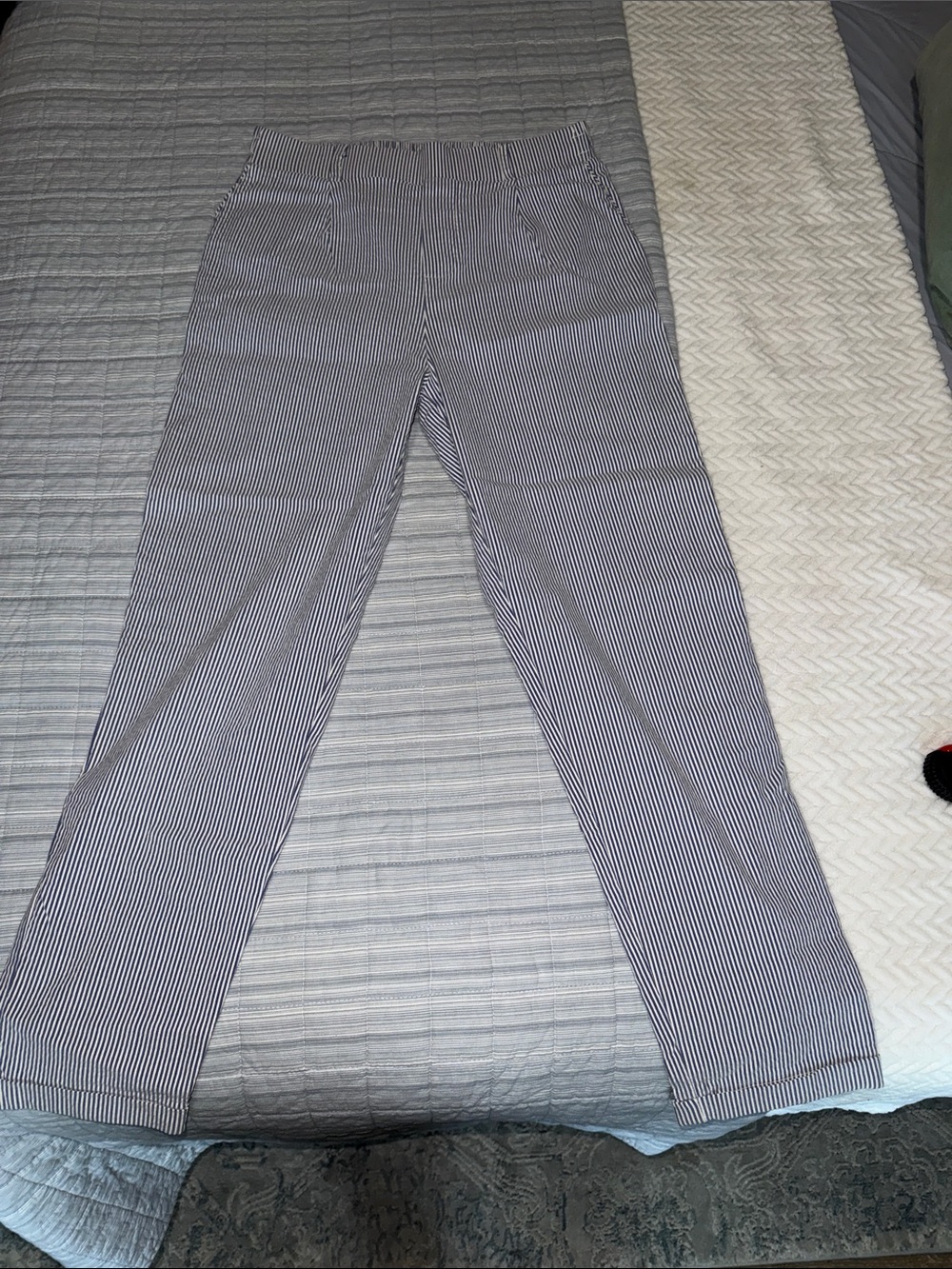 Women’s Grey and White Pinstripe Casual cropped Pants